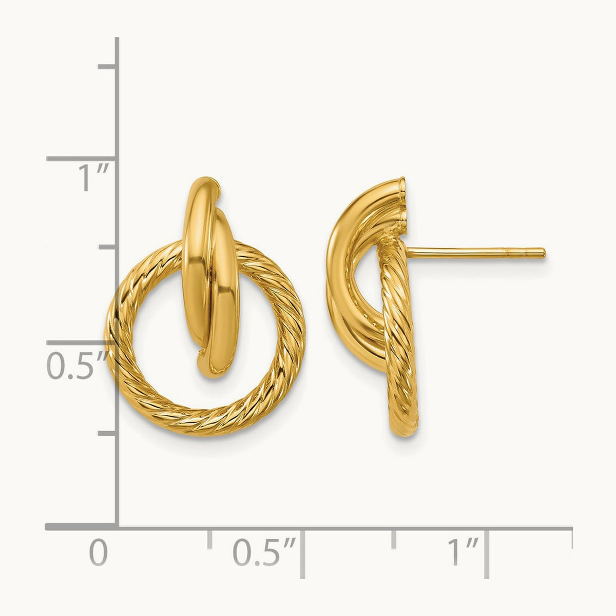 Polished and Twisted Circles Drop Post Earrings, 14K — Leslie's