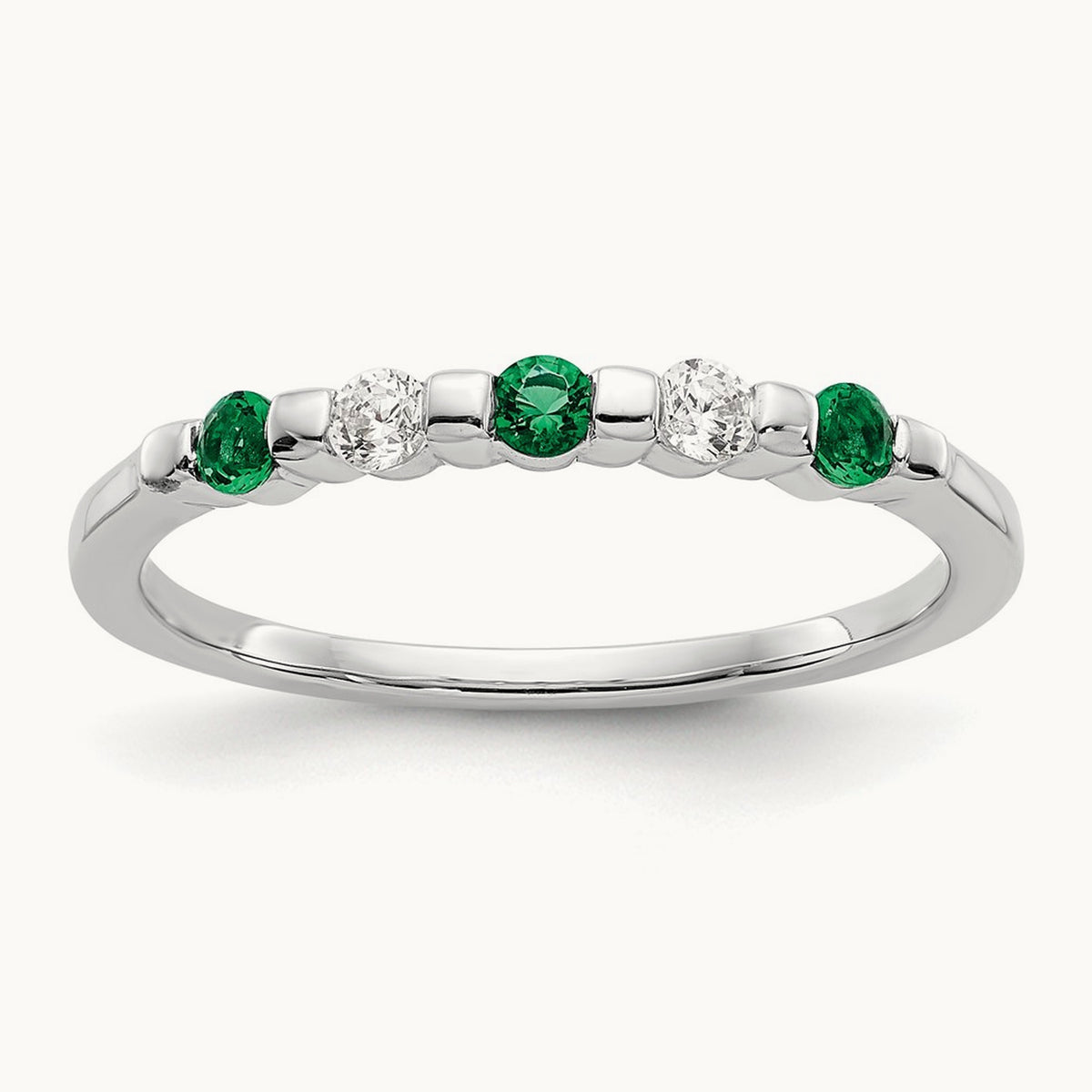 Diamond w/Emerald Band, 14K White Gold