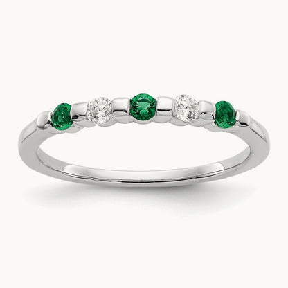 Diamond w/Emerald Band, 14K White Gold