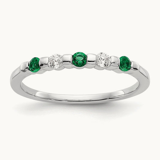Diamond w/Emerald Band, 14K White Gold