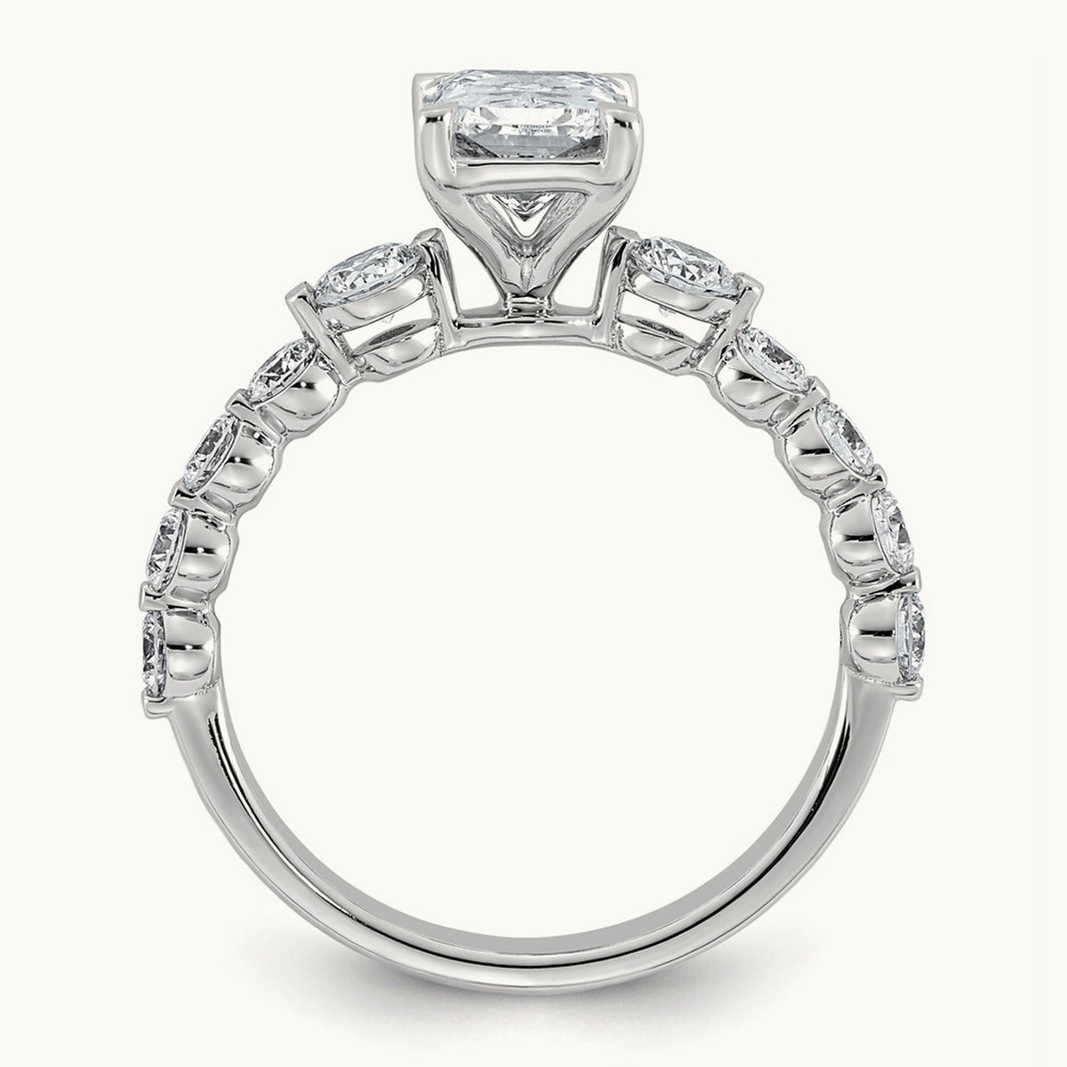 . Radiant Center with Round Sides Ring, 2 1/3-5 ct Lab-Grown Diamond