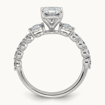 . Radiant Center with Round Sides Ring, 2 1/3-5 ct Lab-Grown Diamond