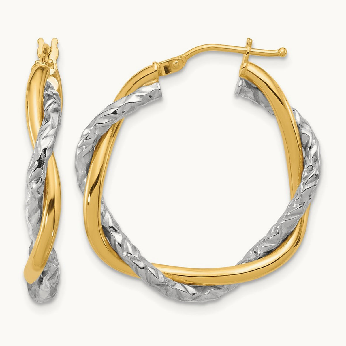 Polished and Textured Twisted Hoop Earrings — photo set