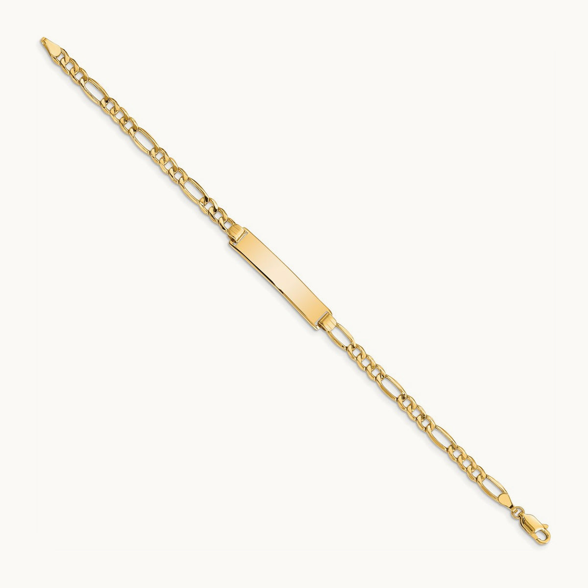Semi-Solid Figaro ID Bracelet — 14K Yellow Gold, 8mm