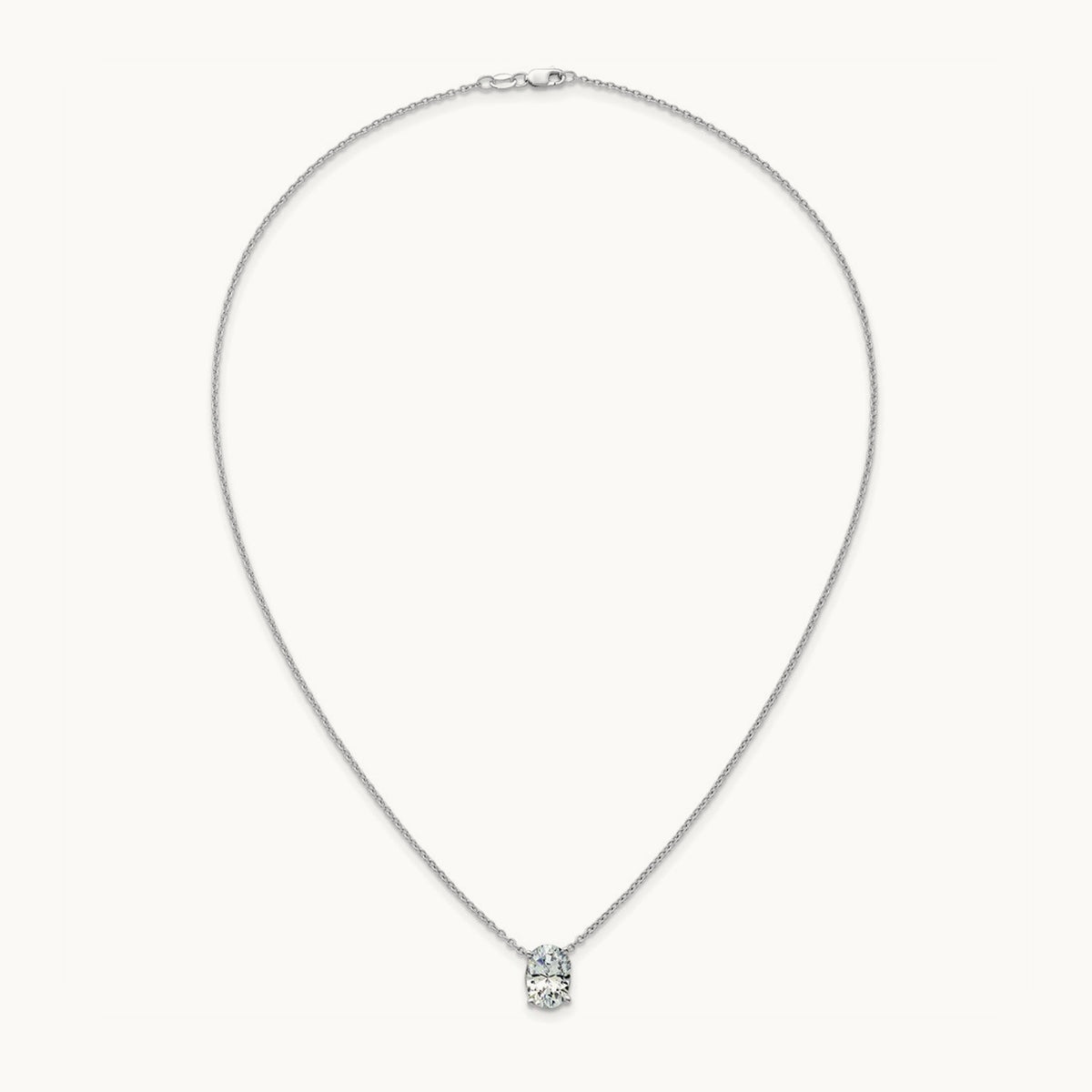 Oval Pendant Necklace, 0.25-4.00 ct tw Lab-Grown Diamond — 3 1/2 ct, 14K White Gold