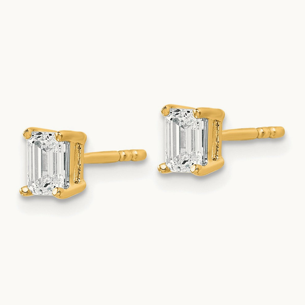 4.5x3.3mm Emerald Earring Mountings — 14K Yellow Gold