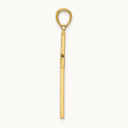 Polished Beaded Cross Pendant, 14K