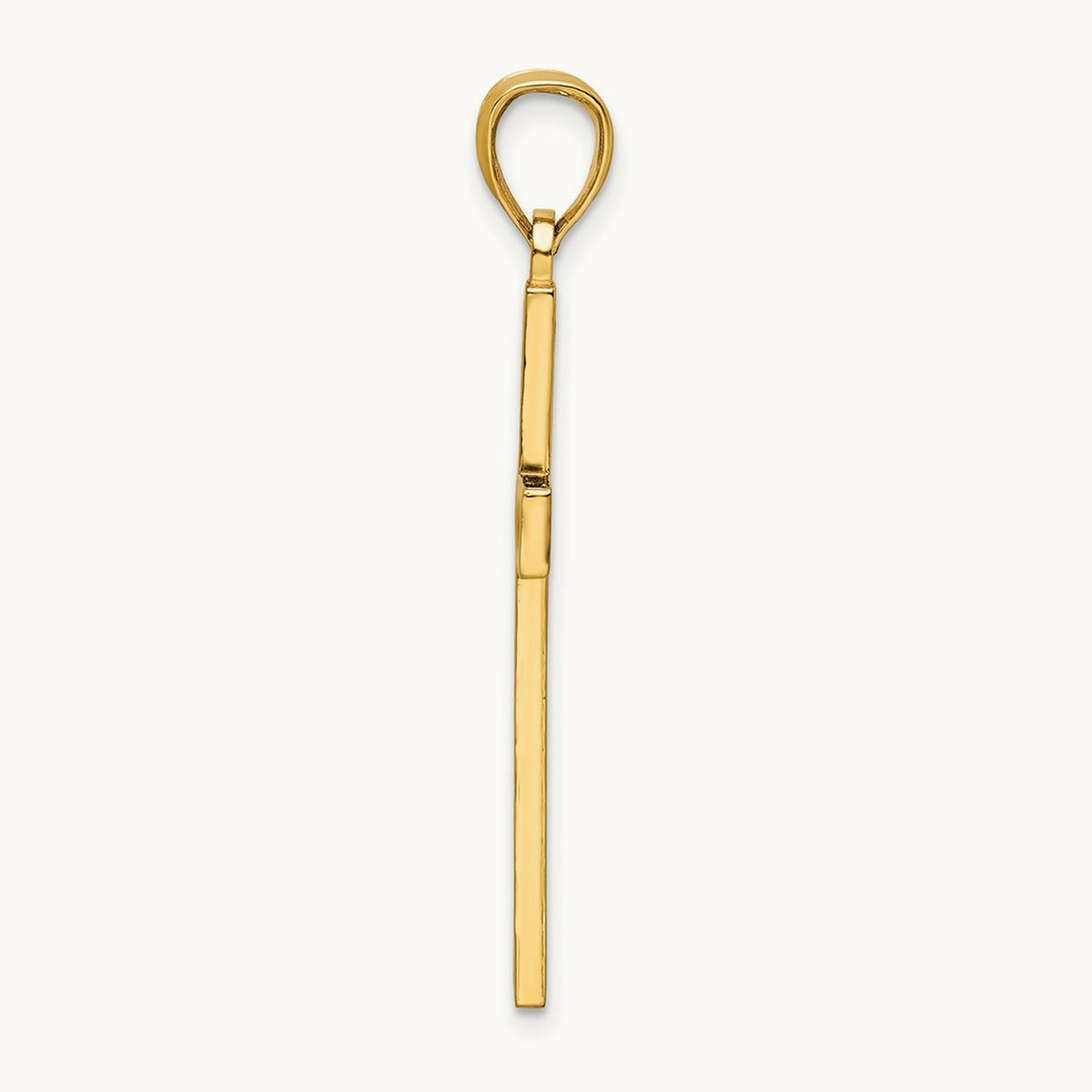 Polished Beaded Cross Pendant, 14K