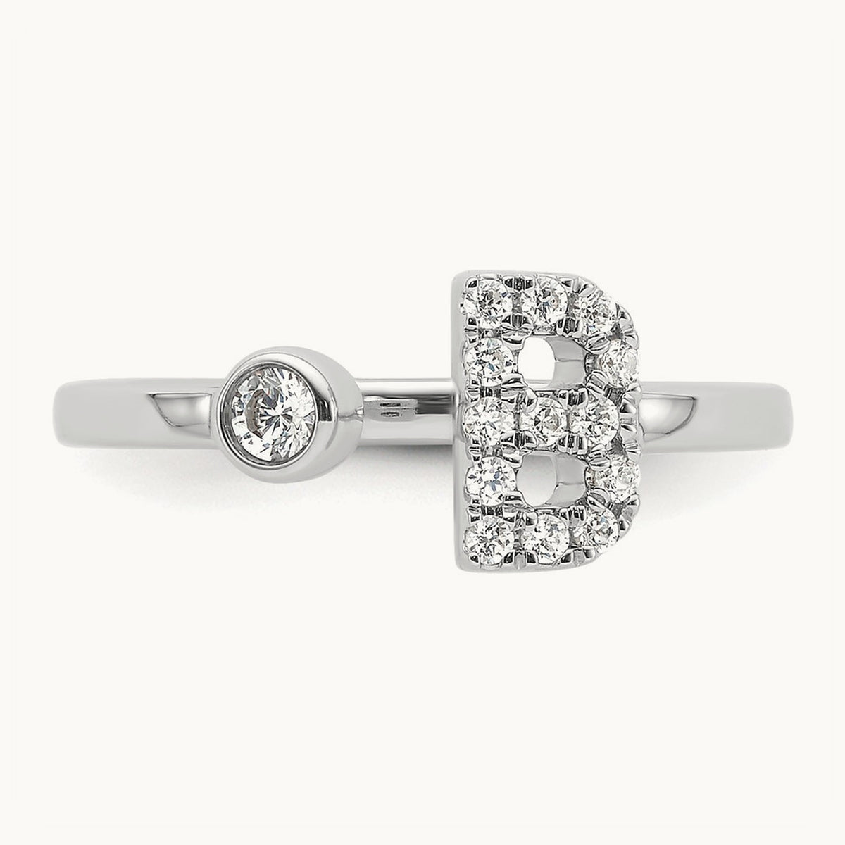Initial B Adjustable Ring, 0.20 ct tw Lab-Grown Diamond