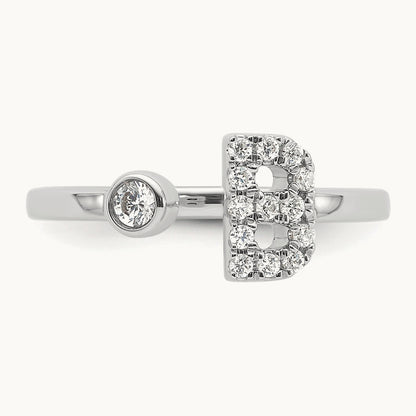 Initial B Adjustable Ring, 0.20 ct tw Lab-Grown Diamond
