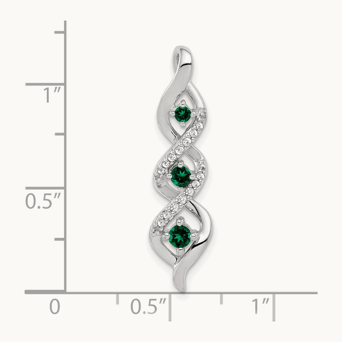 Created Emerald Twist Chain Slide Pendant, 0.07 ct tw Lab-Grown Diamond — 10K White Gold