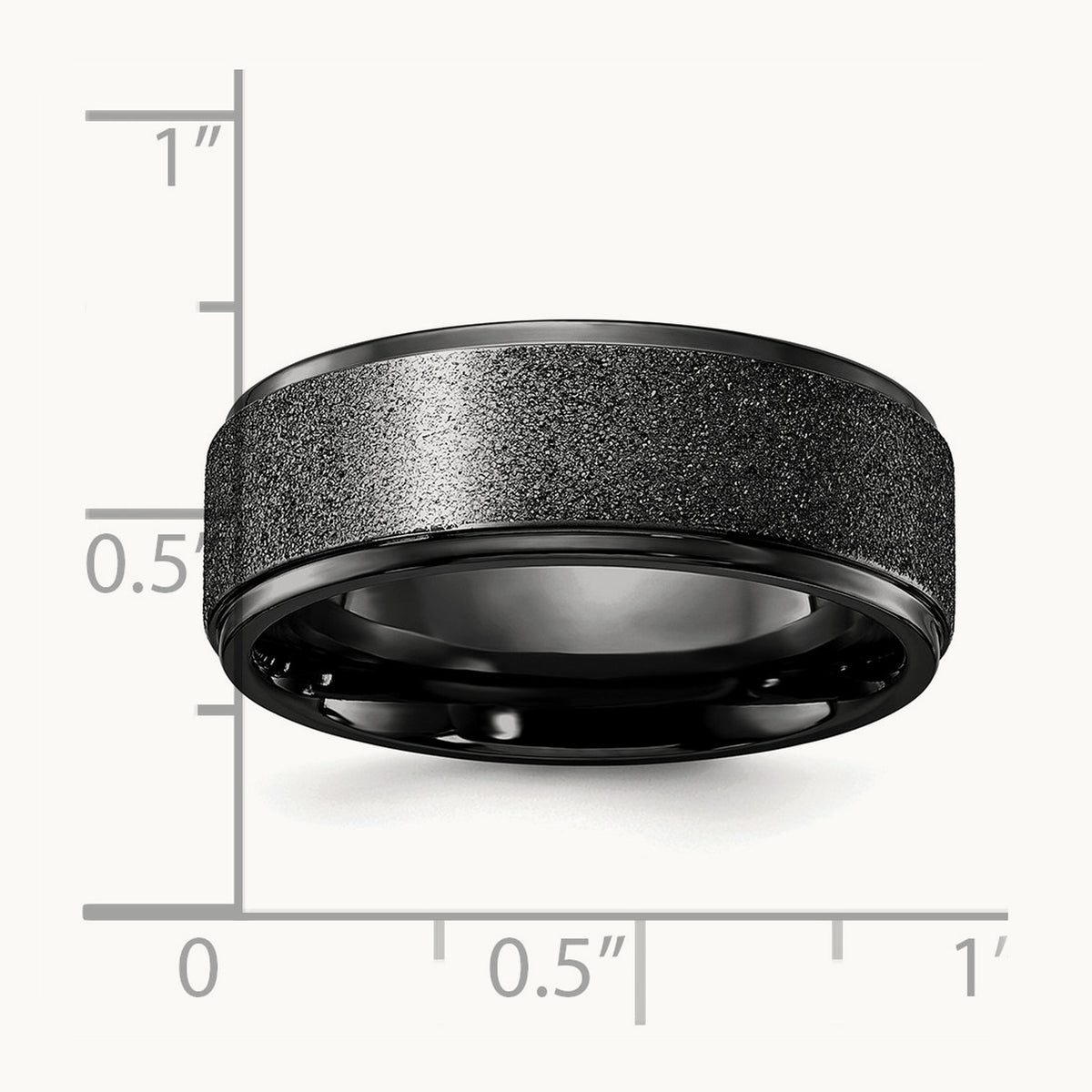 Polished Laser-cut Center Black IP-plated Band, 8mm, Titanium