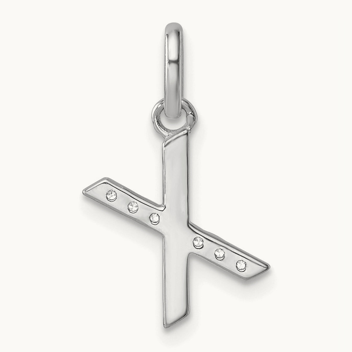 Twisted Diamond Charm — 14K White Gold, X