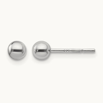 Polished Ball Post Earrings — Sterling Silver, 4mm