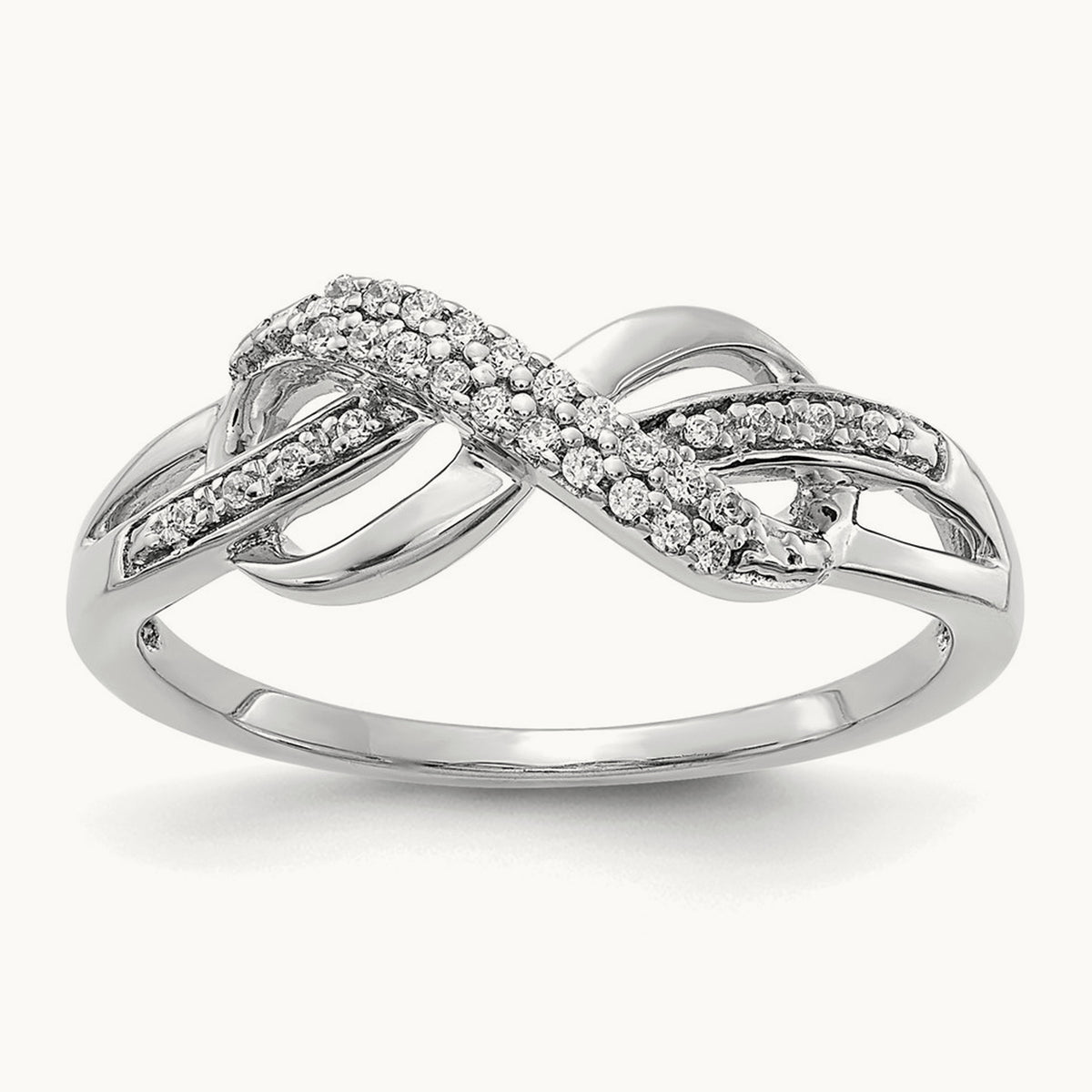 Infinity Symbol Ring, 0.10 ct tw Lab-Grown Diamond — 14K White Gold