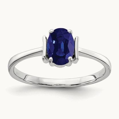 7x5mm Oval Sapphire ring, 14K White Gold