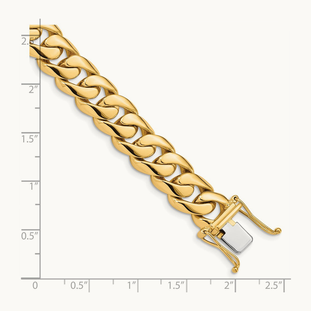 Hand-polished Rounded Curb Link Bracelet — 14K Yellow Gold, 10.8mm