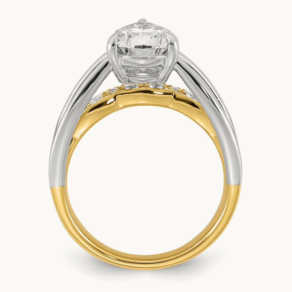 14ktt Certified Pear Center Lab Grown Diamond VS+ F+ Ring — 3.12 ct tw