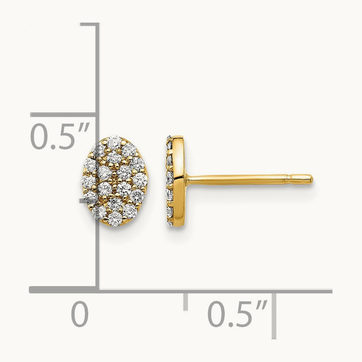 Diamond Cluster Oval Earrings, 14K