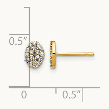 Diamond Cluster Oval Earrings, 14K