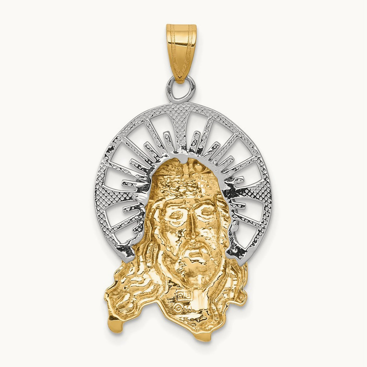 Tri-color Diamond-cut Christ Charm — 35mm