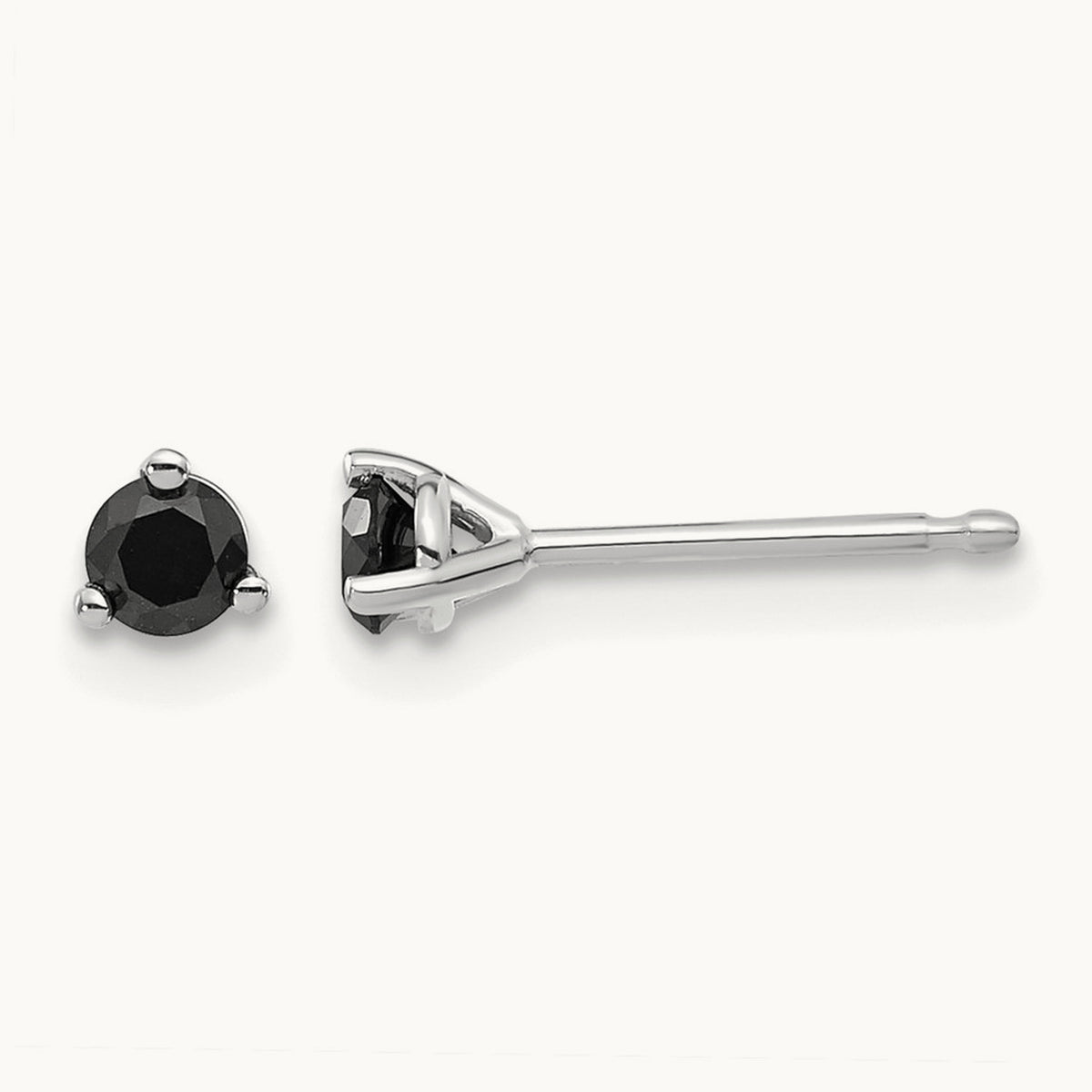 Black Diamond Stud Earrings — 14K White Gold, 4mm, 0.28 ct