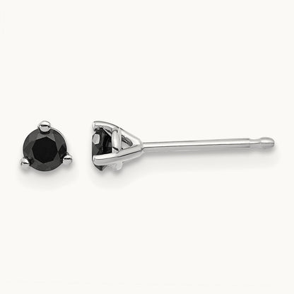 Black Diamond Stud Earrings — 14K White Gold, 4mm, 0.28 ct