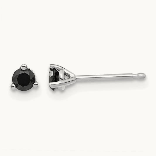 1/4ct Black Diamond Stud Earrings, 14K White Gold