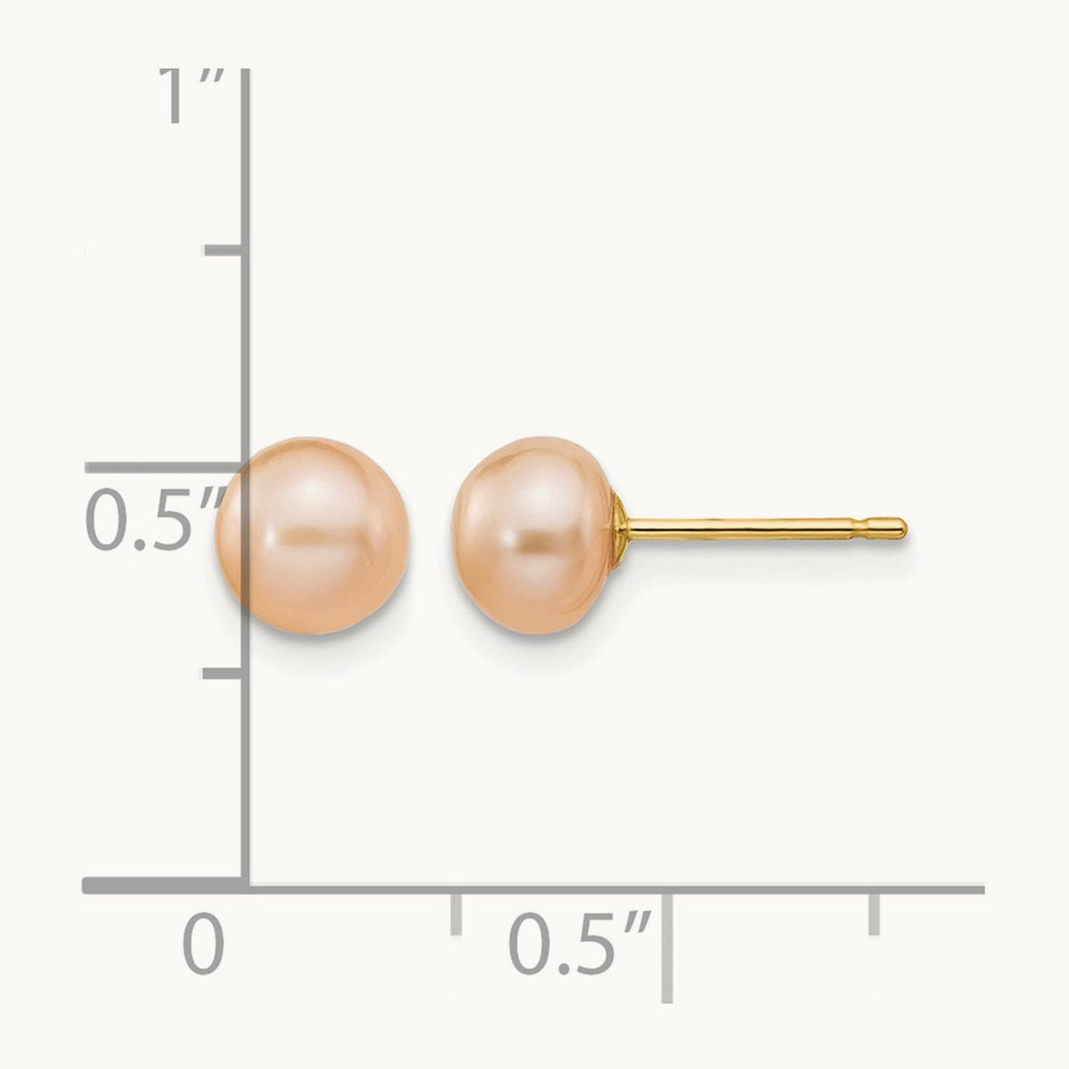 Button Freshwater Cultured Pearl Stud Post Earrings — 14K Yellow Gold