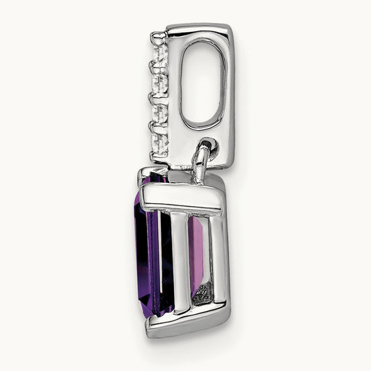 Amethyst and Diamond Pendant — 14K White Gold