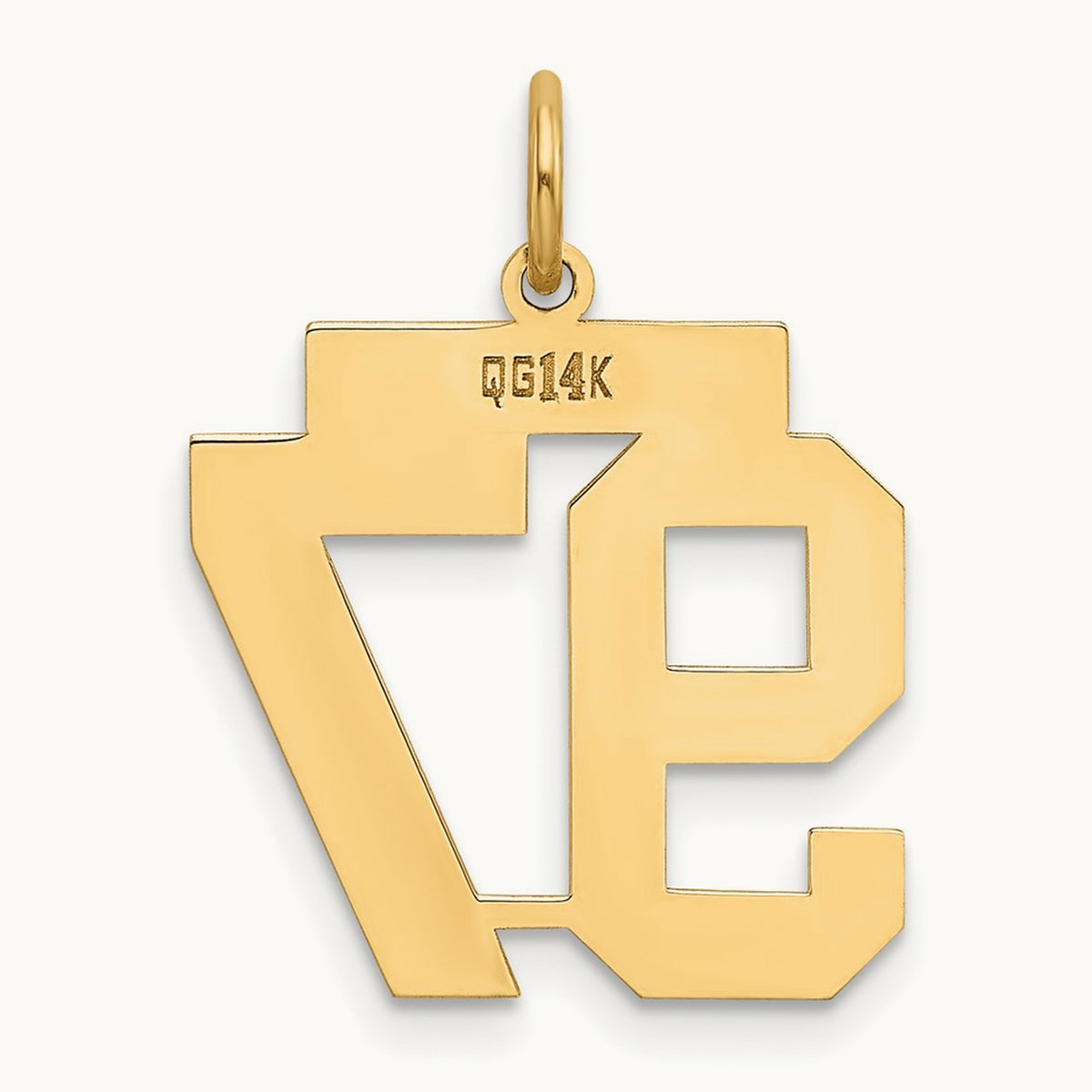 Medium Polished Number 97 Charm, 14K