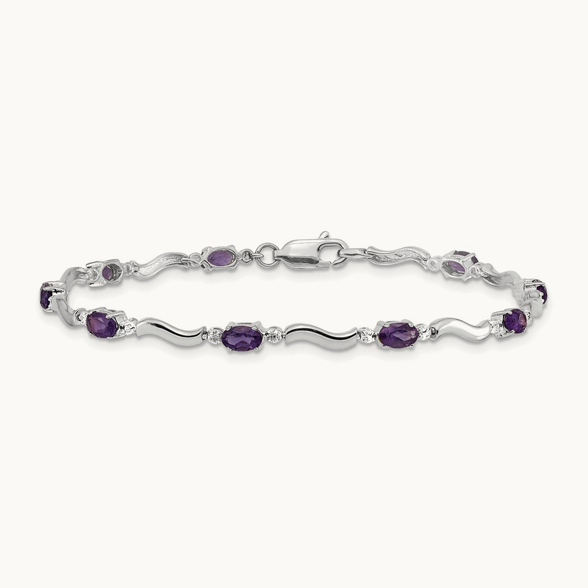 Diamond and Amethyst Bracelet — 14K White Gold