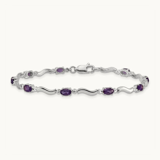 Diamond and Amethyst Bracelet — 14K White Gold