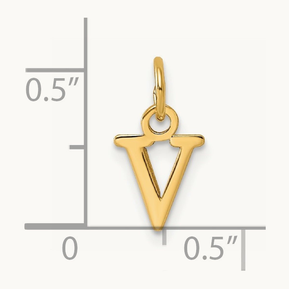 Cutout Letter V Initial Pendant, 14K Yellow Gold