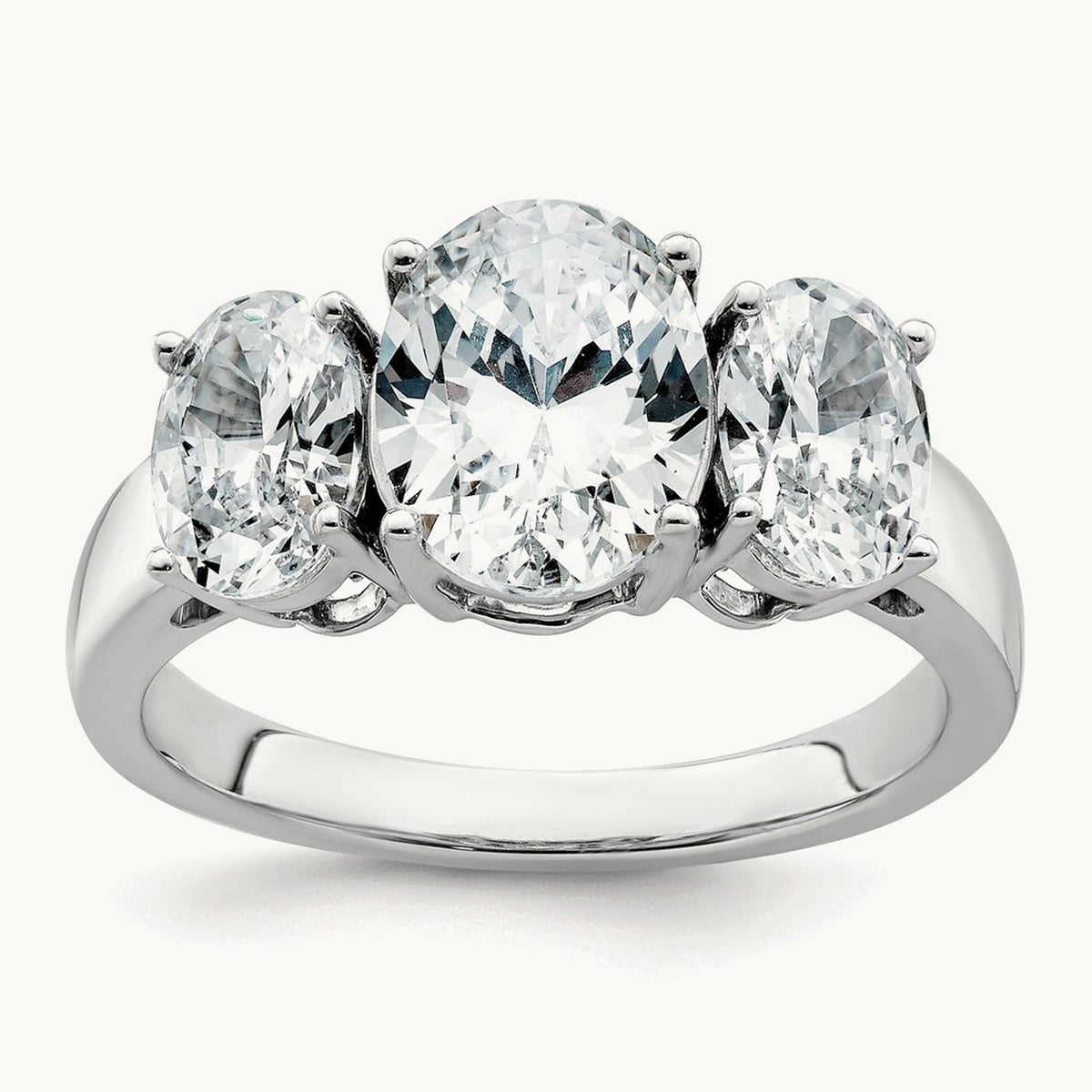 Oval 3 Stone Engagement Ring, 1.25-3.50 ct tw Lab-Grown Diamond — 3 5/8 ct, 14K White Gold