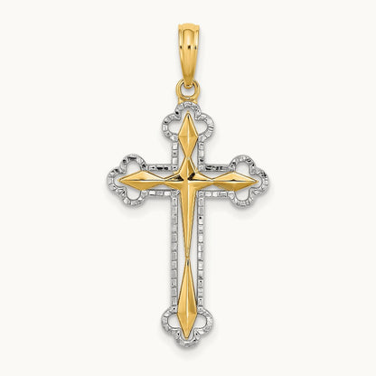 W/ Rhodium D/C Reversible Cross Charm, 14K