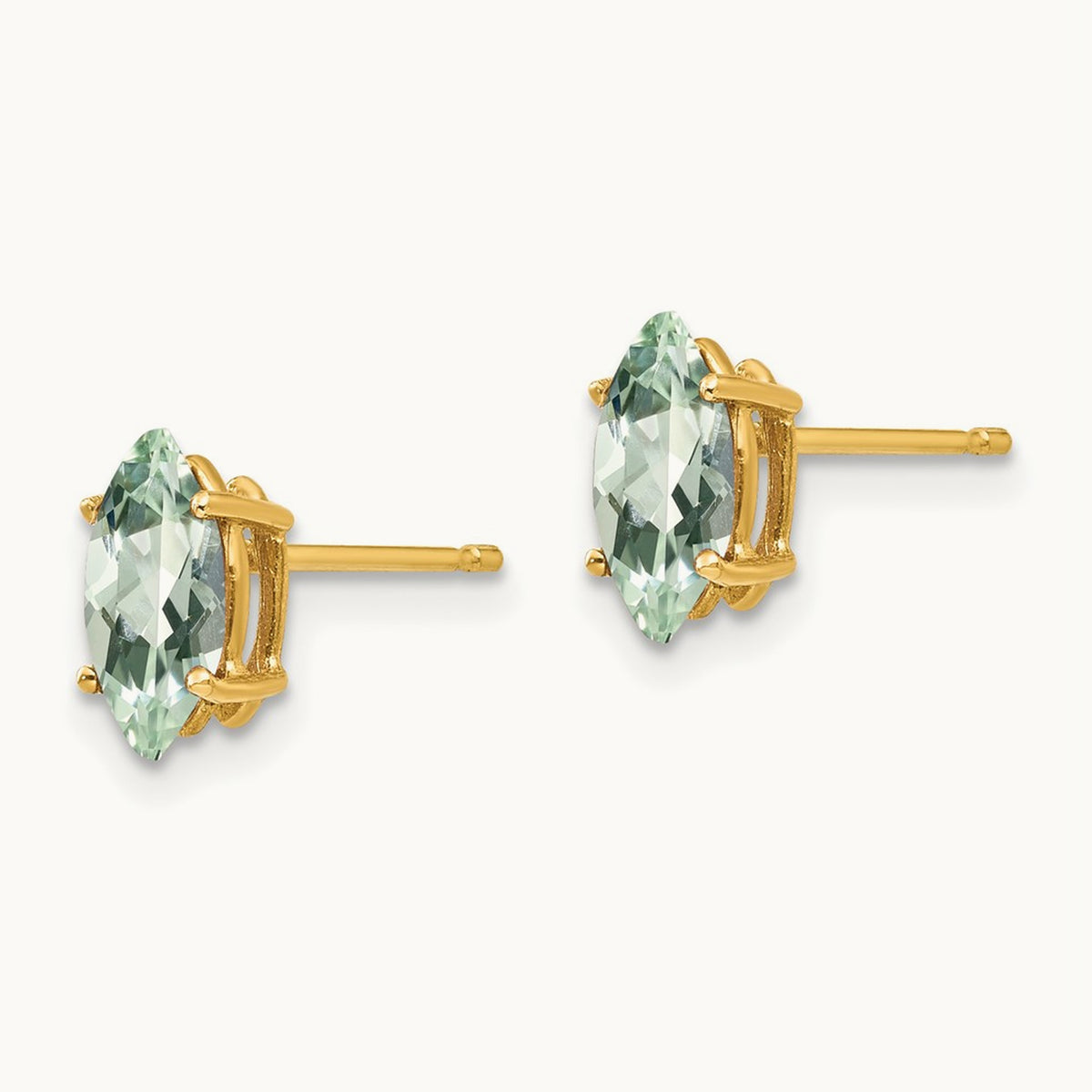 8x4 Marquise Green Quartz Earring, 14K