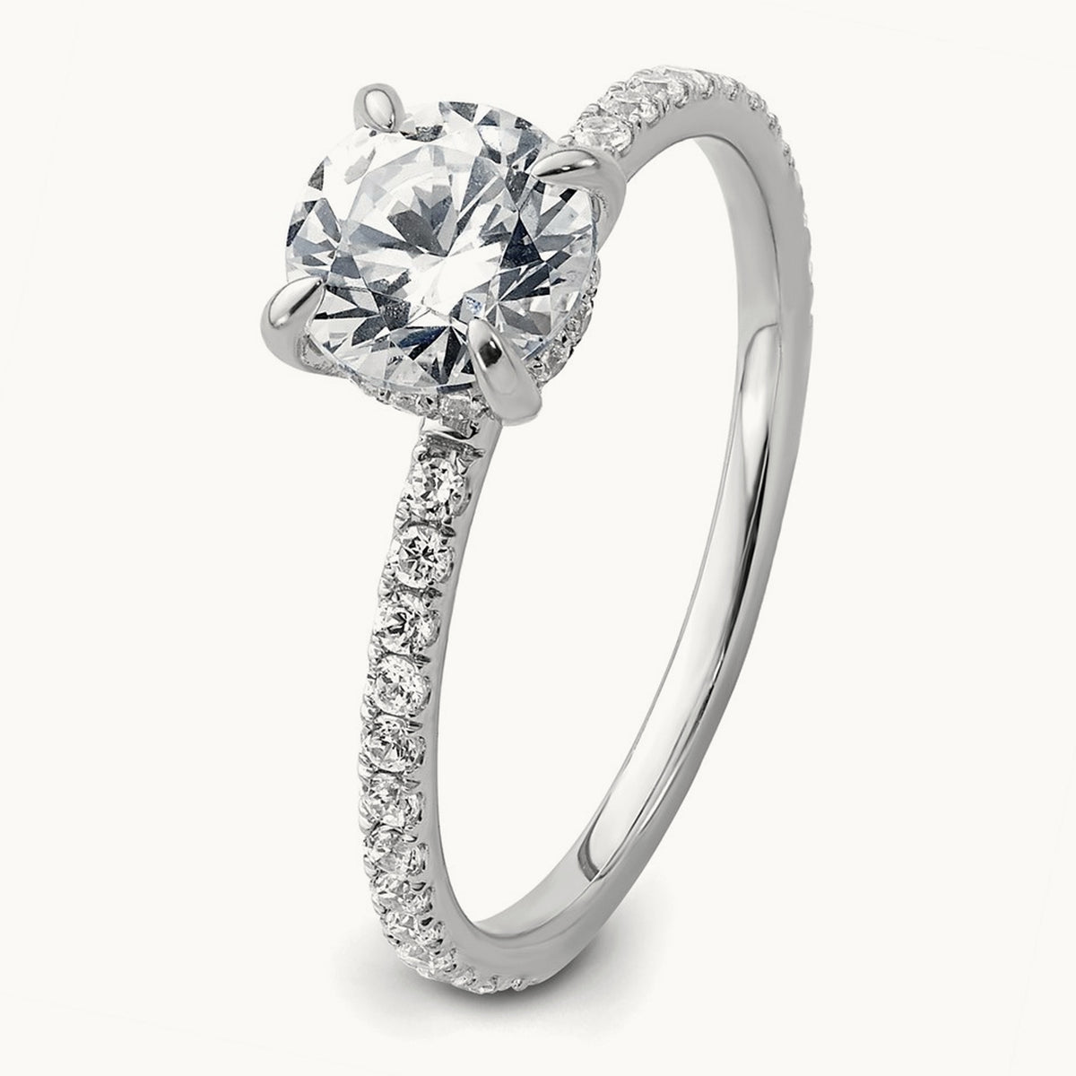 Round Solitaire Engagement Ring, 1.25-3.50 ct tw Lab-Grown Diamond — 14K White Gold, 7