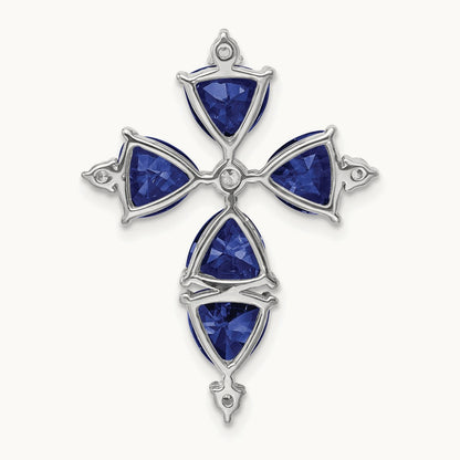 Created Blue Sapphire Chain Slide, 0.20 ct tw Lab-Grown Diamond