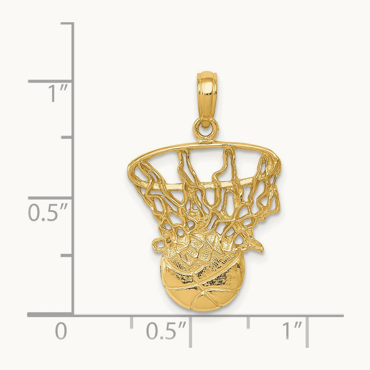 Swoosh Basketball and Net Pendant — 14K Yellow Gold