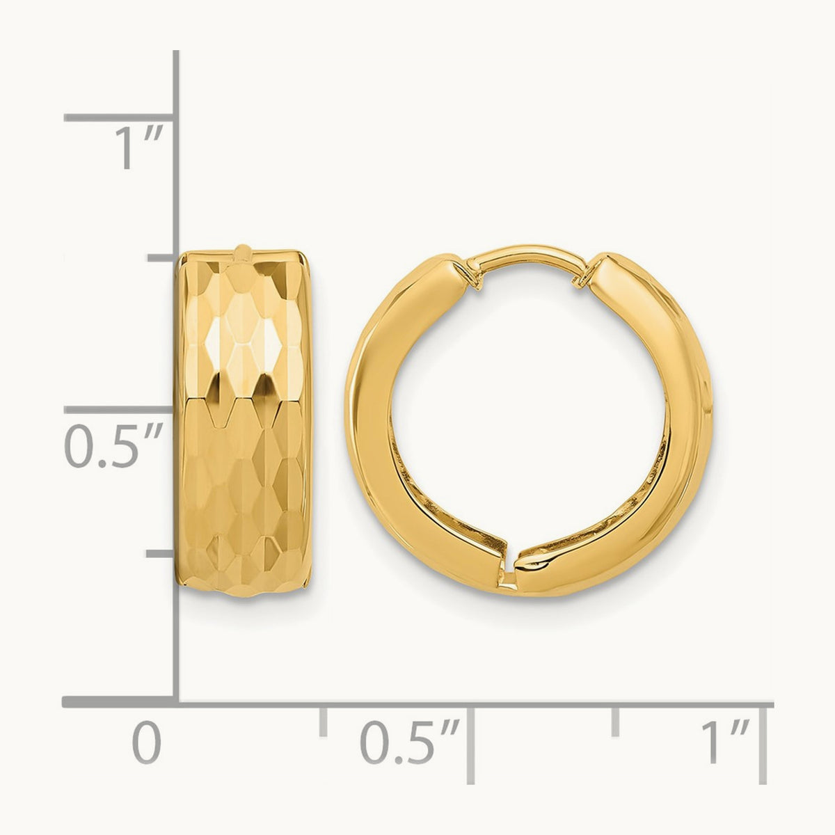 Diamond-Cut Hinged Huggie Earrings, 14K — Leslie's