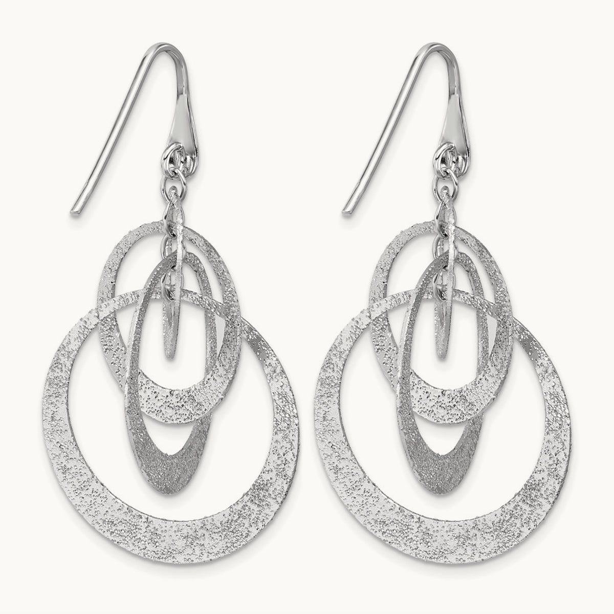 SS RH-plated Radiant Essence Polished/Textured Dangle Earrings — Leslie's