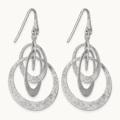 SS RH-plated Radiant Essence Polished/Textured Dangle Earrings — Leslie's