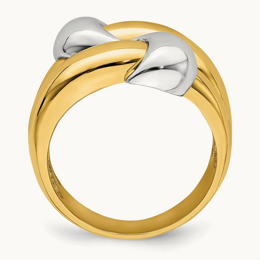 Polished Knot Dome Band, 14K Two-tone