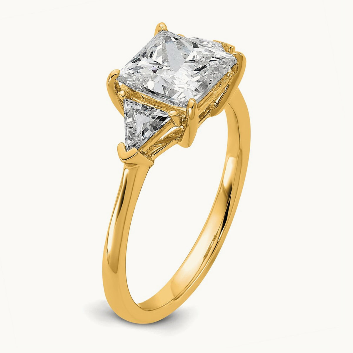 Princess/Trillion Engagement Ring, 1.50-4.00 ct tw Lab-Grown Diamond — 2 1/2 ct, 14K Yellow Gold