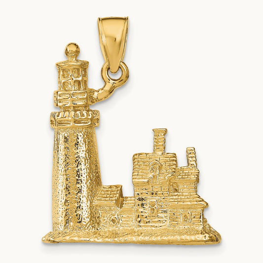 3D Cape Cod Lighthouse Pendant, 14K