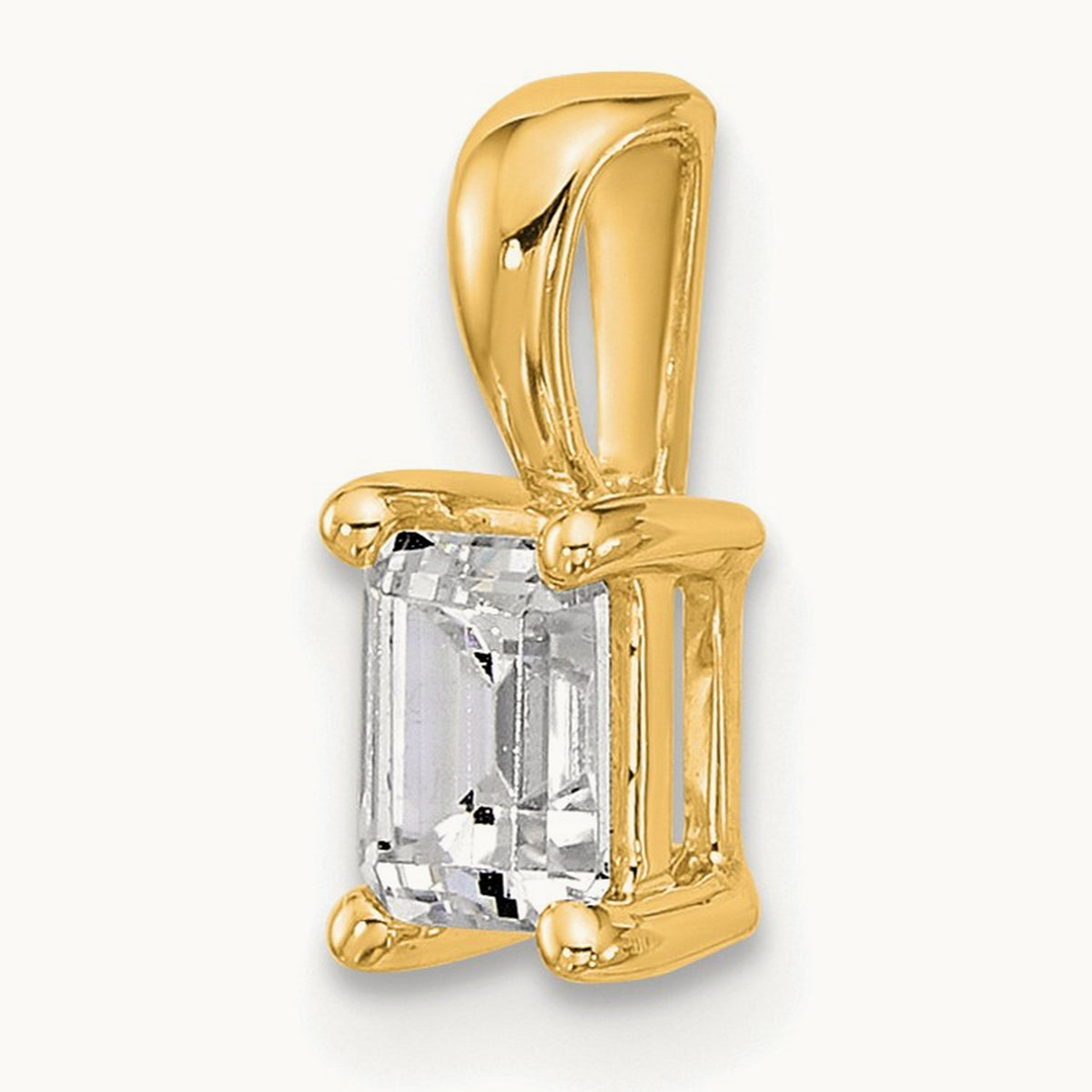 Emerald Four-Prong Pendant, 1/2-5 ct Lab-Grown Diamond — 14K Yellow Gold