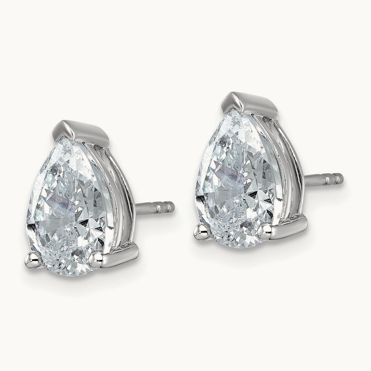 Pear 3 Prong Stud Earrings, 0.50-6.00 ct tw Lab-Grown Diamond — 4 ct, 14K White Gold