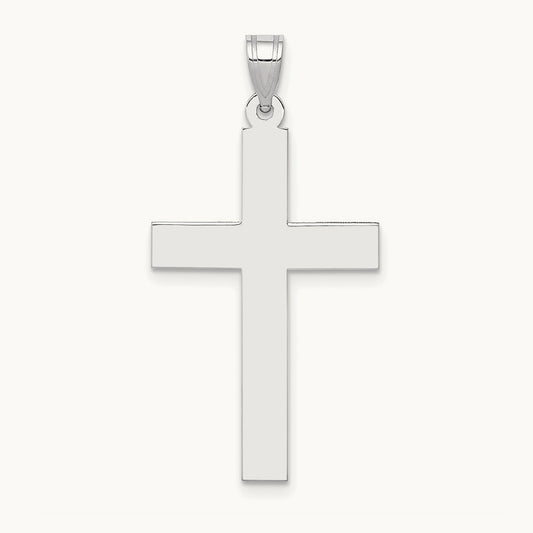 Polished Cross Pendant, 14K White Gold