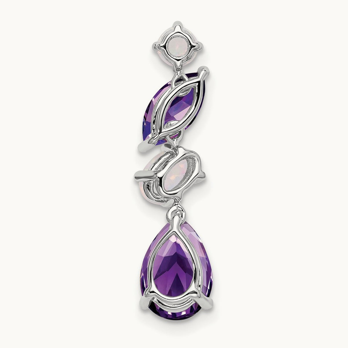 Amethyst and Opal Chain Slide, 14K White Gold